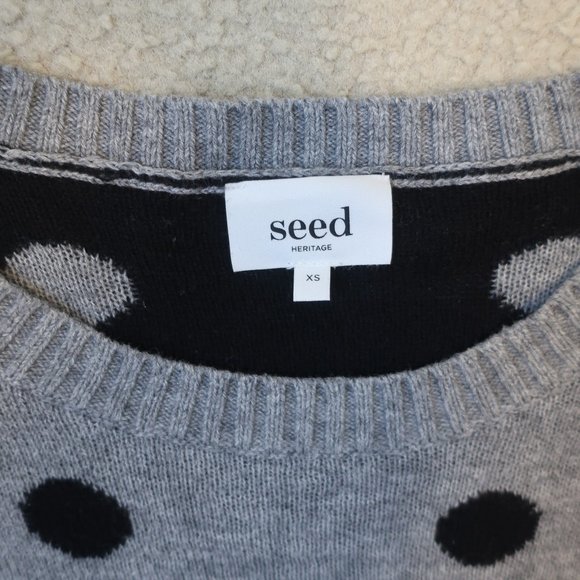 **HOST PICK** SEED WOOL/COTTON GREY MARLE CURVE HEM SPOT JUMPER SIZE XS - Picture 2 of 6
